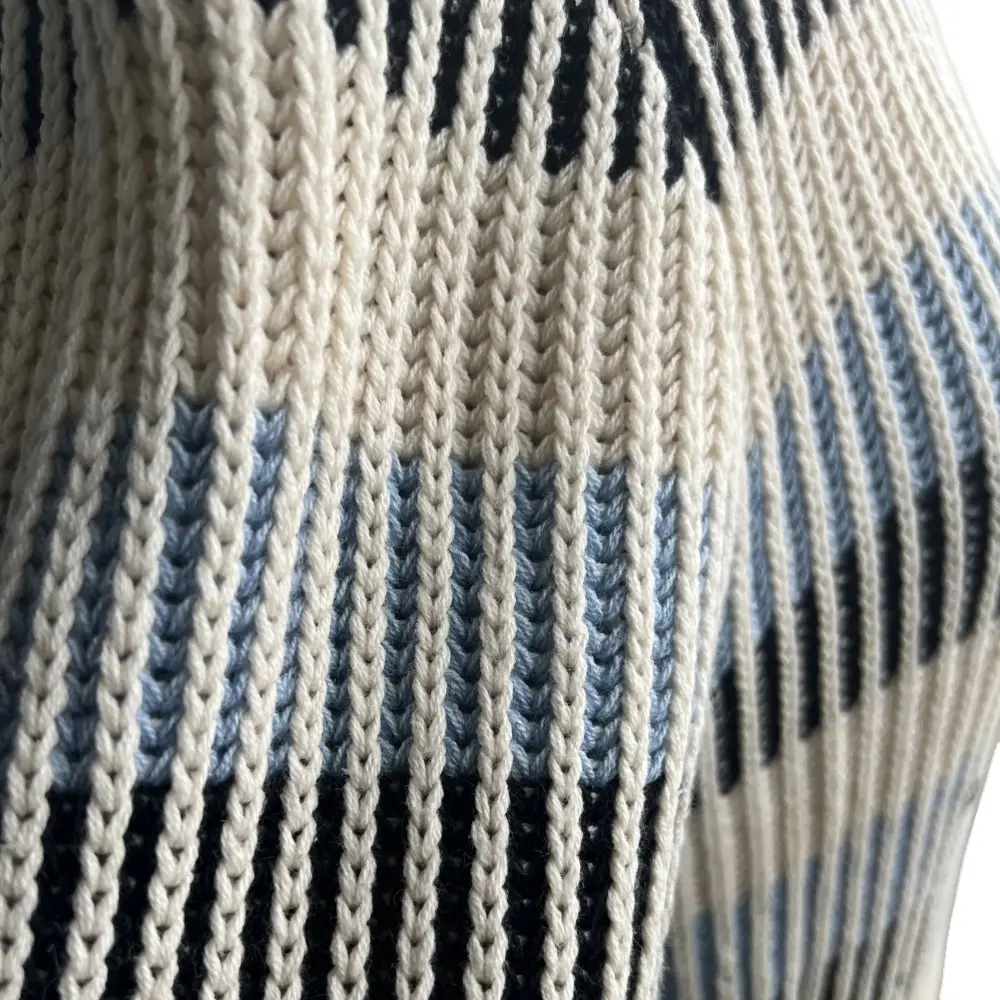 Striped rib knit pattern detail