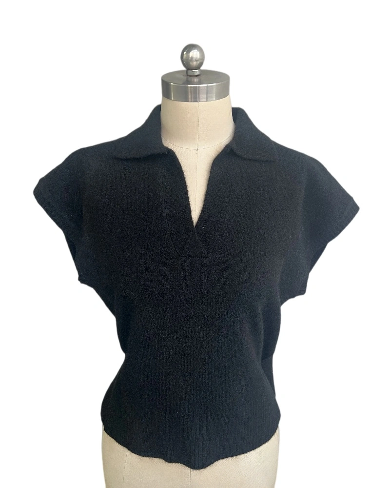 Women's black cap sleeve knit top