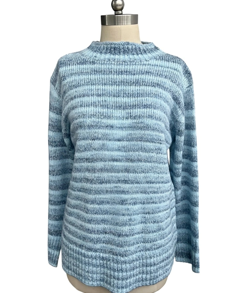 Women's blue striped oversized knit sweater