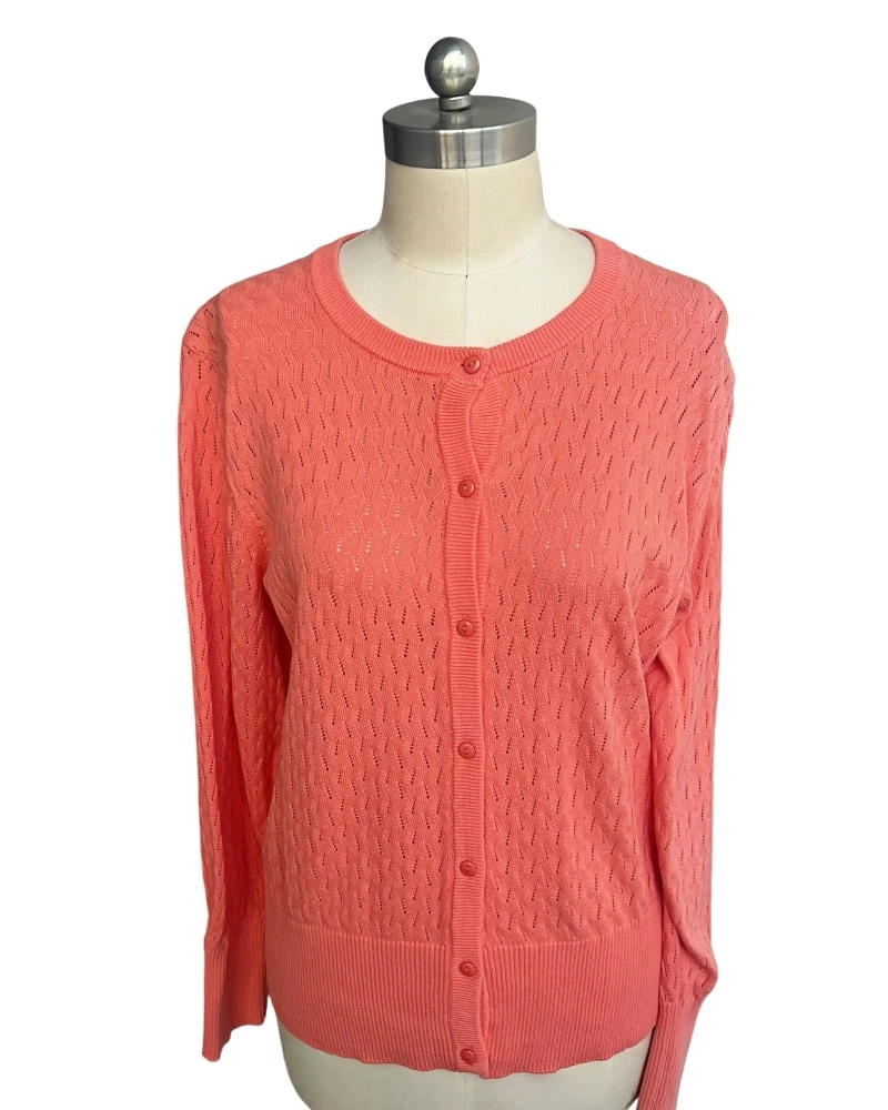 Women's coral button knit cardigan