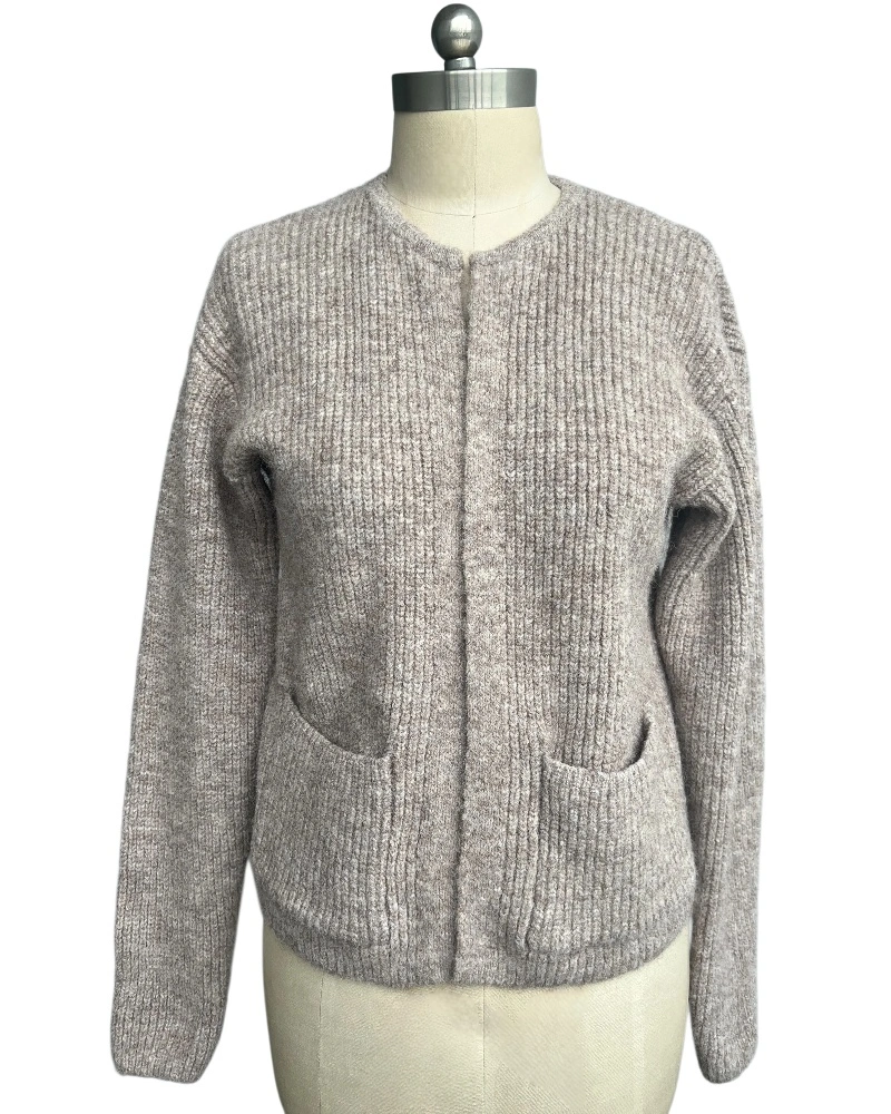 Women's grey crew neck knit sweater