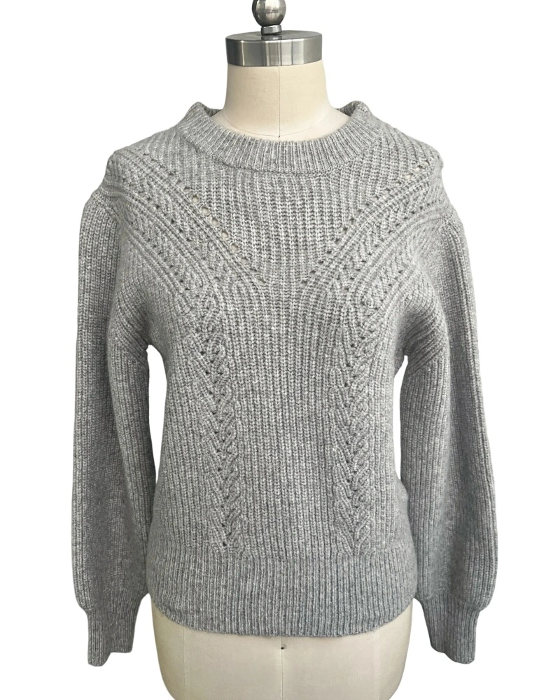Women's grey high neck knit sweater