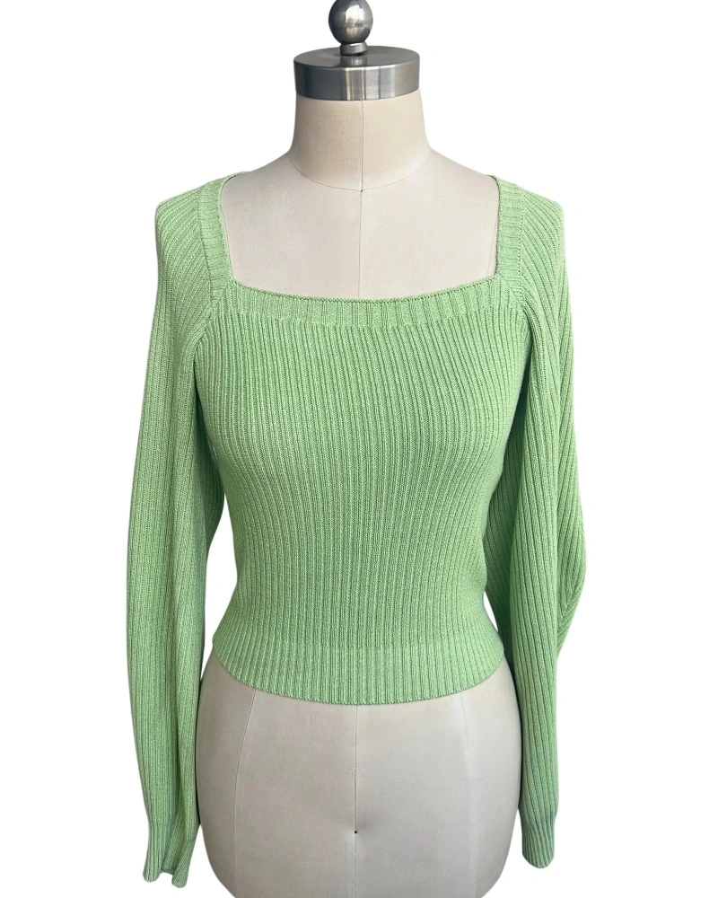 Women's light green square neck knit top