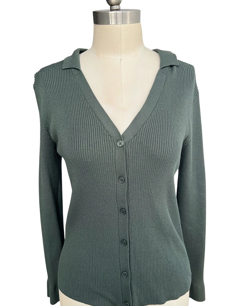 Women's sage green button knit cardigan
